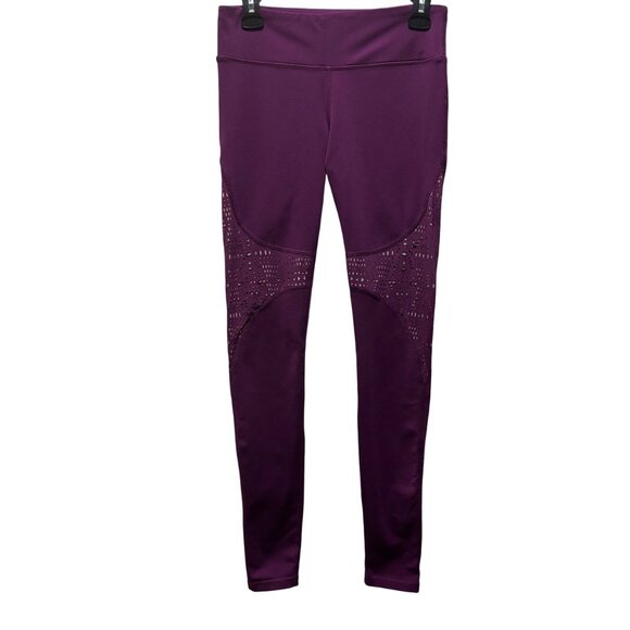 Alo Yoga Womens west coast Leggings Laser-Cut Design In Deep Plum Purple Size M - Picture 3 of 9